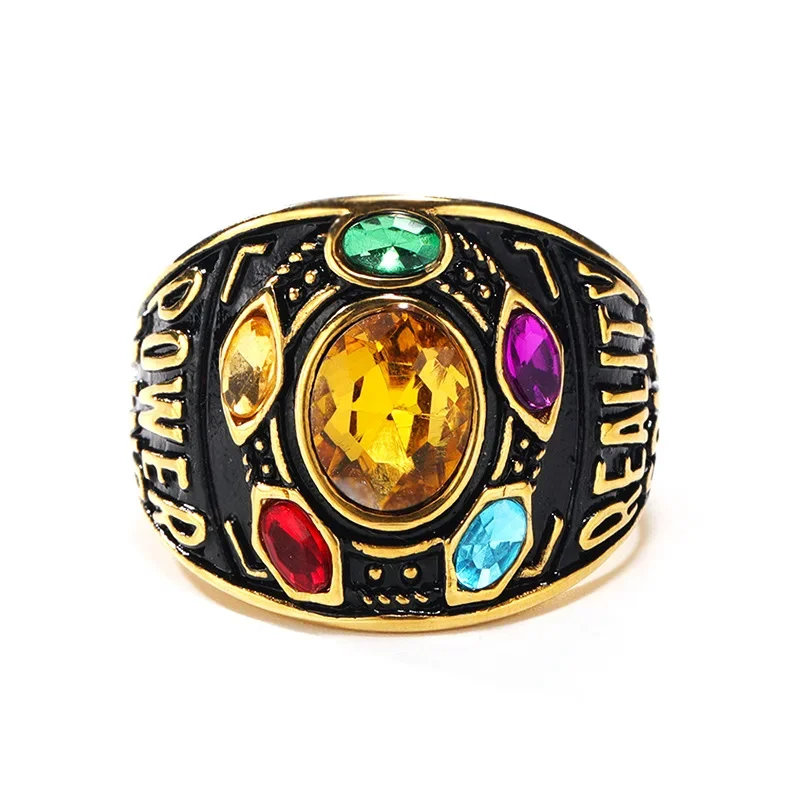 

Europunk Stainless Steel Gilded Gemstone Men's Ring Sizes 6-13