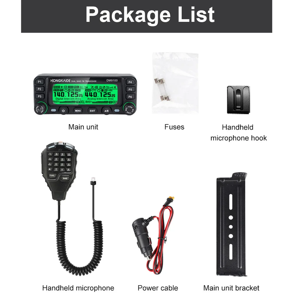 Hongkaide DM9100 DMR Digital Radio with GPS APRS Bluetooth VHF UHF Dual Time Slots 25W High Power Long Range Walkie Talkie