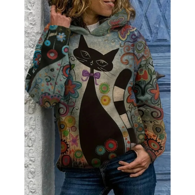 2025 Fun Cat 3D Printed Hoodie Men's and Women's Fashion Animal Leisure Autumn Sportswear Oversized Hoodie Clothing