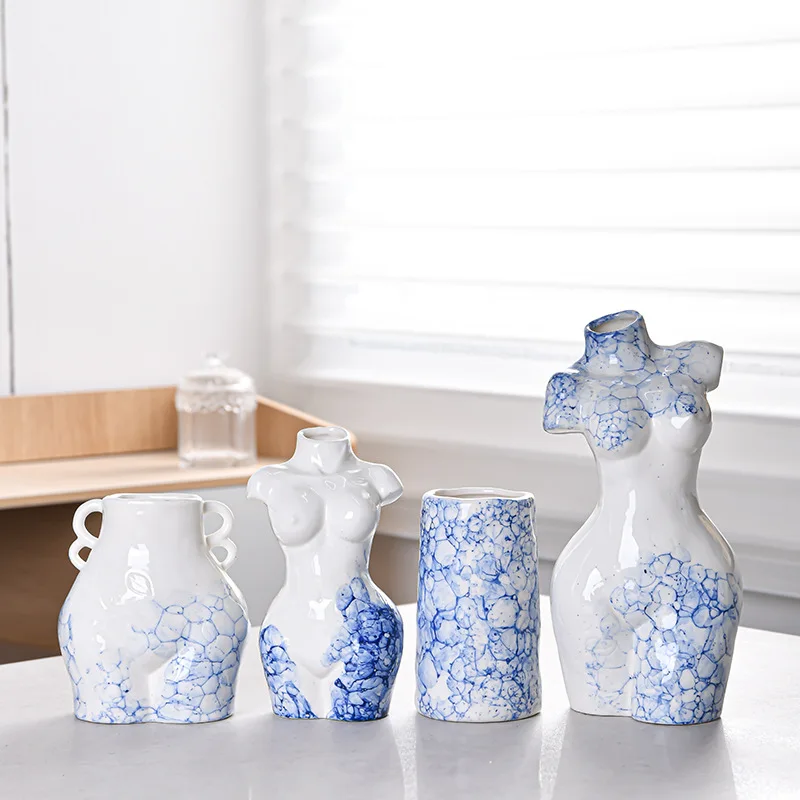 

Blue and White Porcelain Vase Decoration Body Art living room flower arrangement Jingdezhen ceramics vases