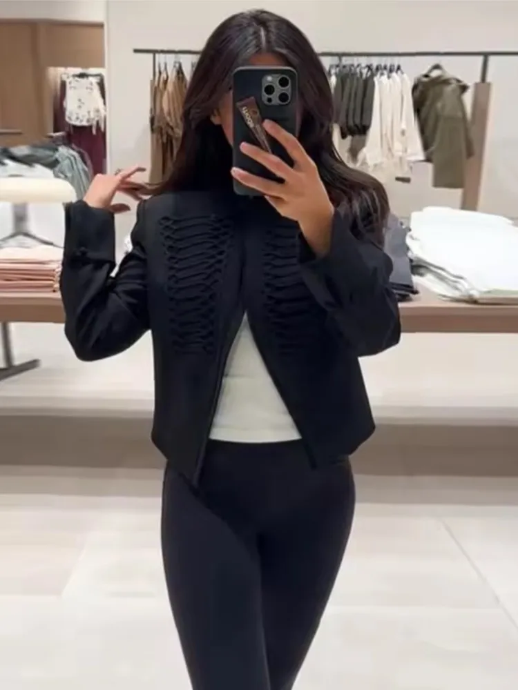 Women's Fireman Clasp Blazer New 2026 Spring Autumn Fashion Roll-Neck Long Sleeve Asymmetric Hem Coats Female Chic Outwear
