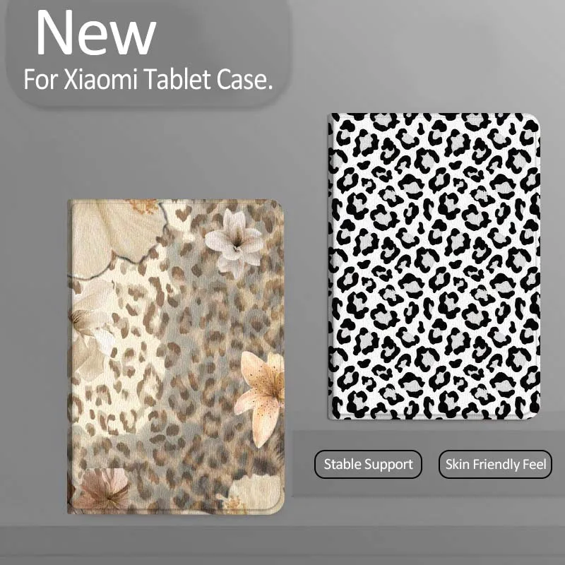 

Black White Leopard Print Tablet Case For Xiaomi Redmi Mini Pad SE K 2 4 5 6 7 8 2023 2025 11 8.8 11.2 10.1 Pro Gift