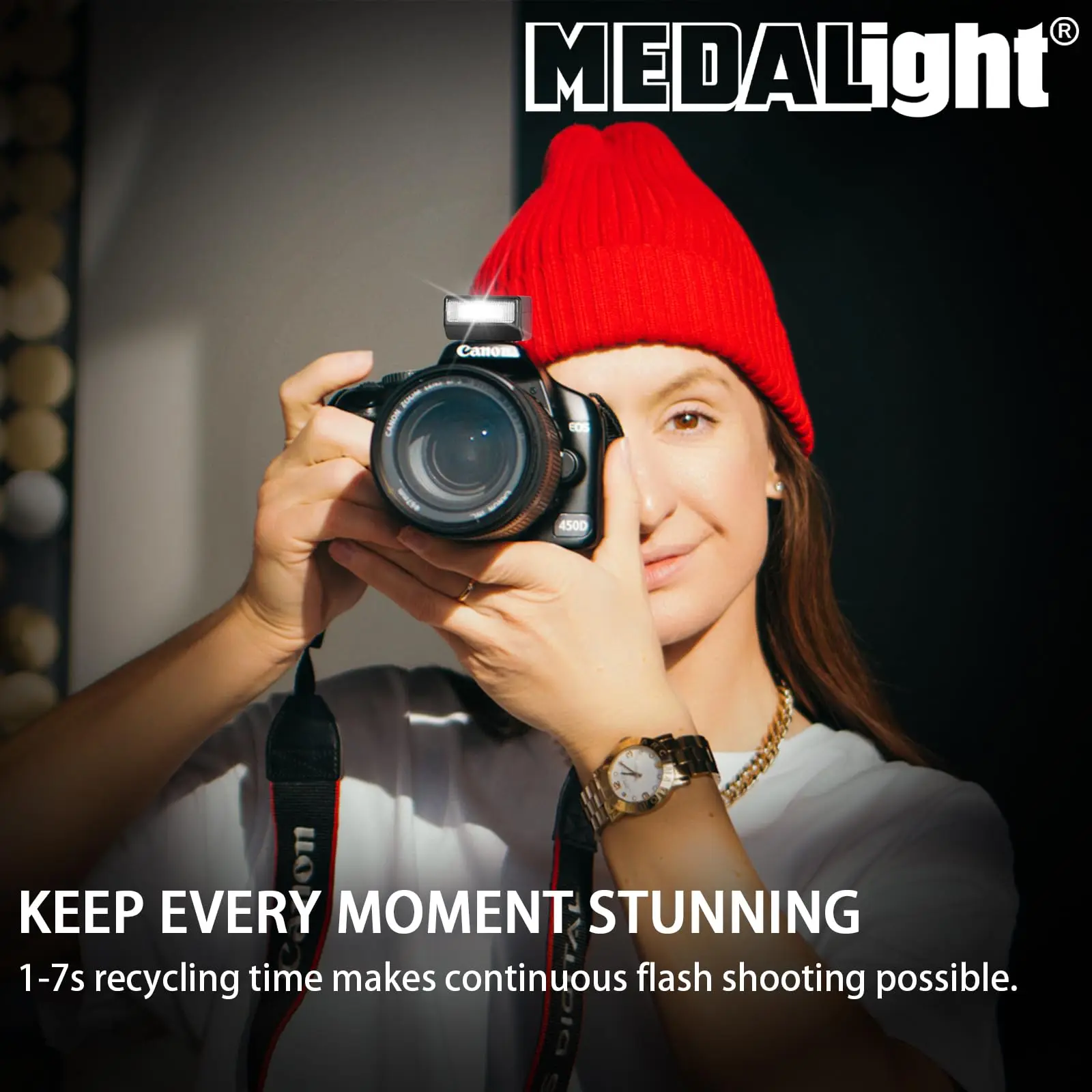 Medalight F1S Camera Flash for Ricoh (GR3/GR3X, etc.) Fuji/Sony/Nikon/Canon,Portable External Set-top Flash Universal Hot Shoe