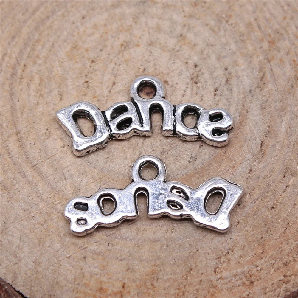 40pcs 20x9mm(0.79x0.35inch) Antique Silver Color Dance Charms Alloy DIY Jewelry Findings