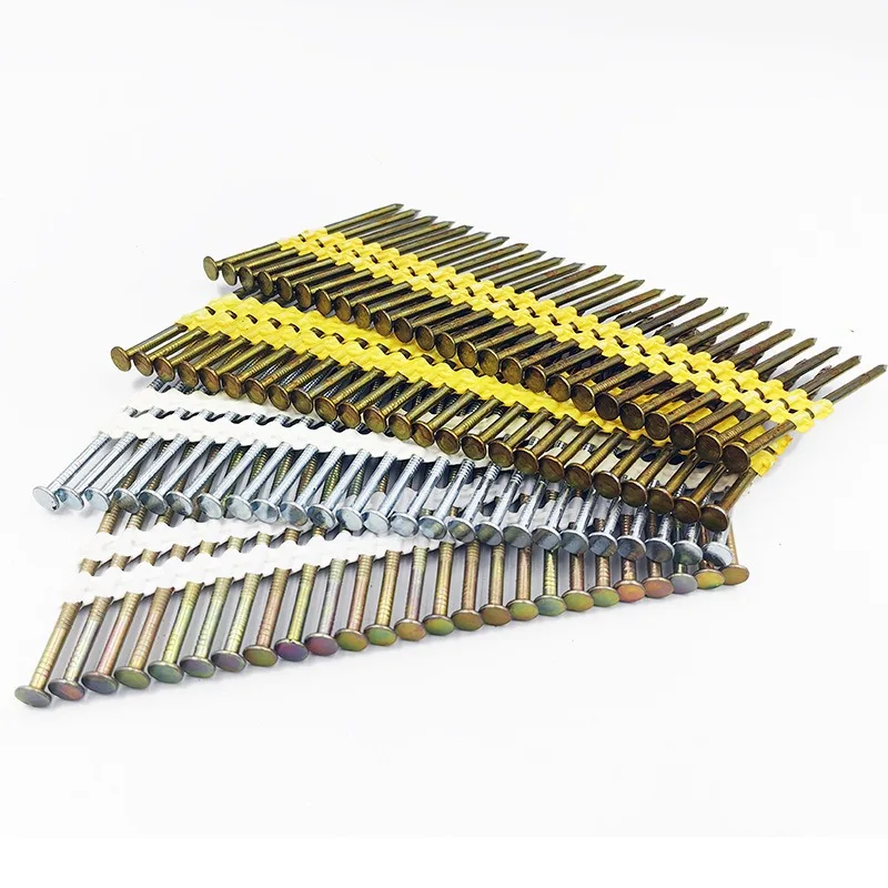 125pcs 90mm 21 Degree Galvanized Round Head Plastic Strip Framing Nails for Wood Construction Construction Industry