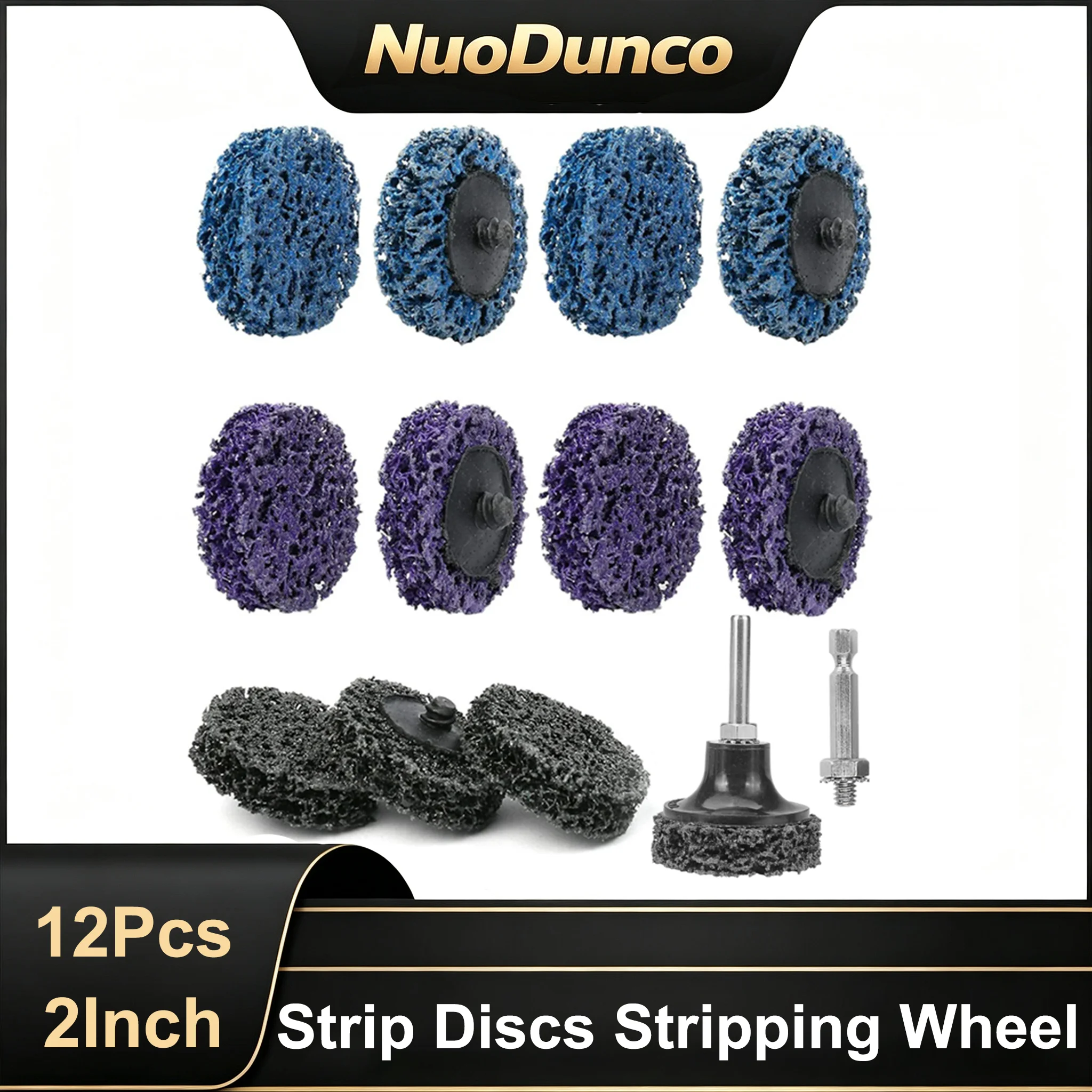 12Pcs 50mm Coral Disc Poly Strip Disc Quick Change Easy Strip & Clean Disc With 1/4' Grinding Disc For Rotary Tool Remove Paint Polishing & Grinding Rust Removal