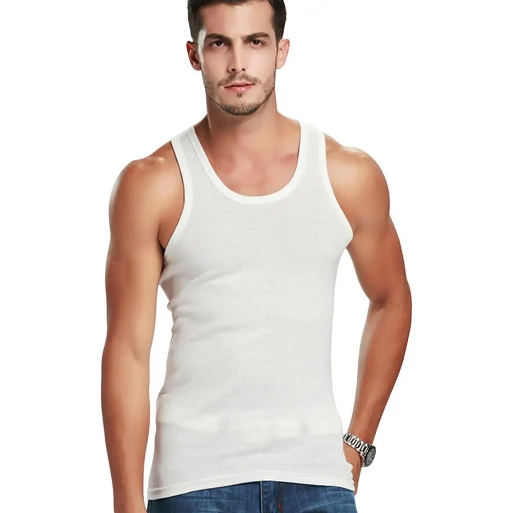 

Summer Men's Sports Vest Sleeveless O-neck Solid Color Quick-drying Elastic Pullover Basketball Gym Workout Vest