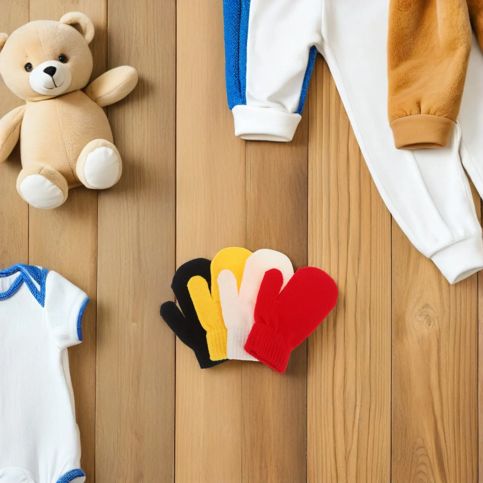 

4Pairs Kids Warm Winter Gloves Knitted Stretchy Full Finger Mittens Toddler Running Gloves Children Lightweight Winter