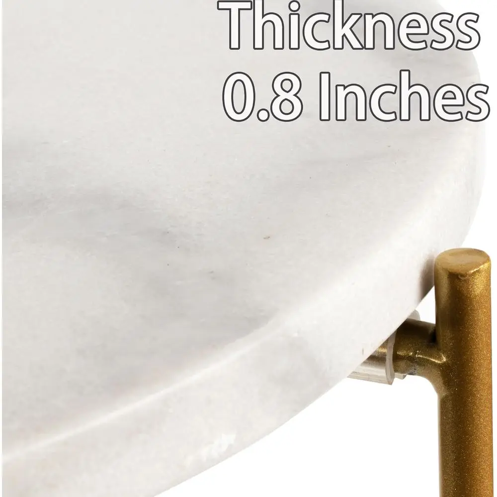 大理石の天板が付いたモダンなゴールドの丸いエンドテーブル。リビングや寝室の狭いスペースに最適です。