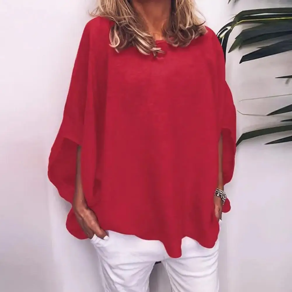 Dames Relaxed Fit Shirt Losse Pasvorm Shirt Zacht Comfortabel Dames Lente Pullover Losse Pasvorm Effen Kleur Vleermuis Mouw Herfst Top