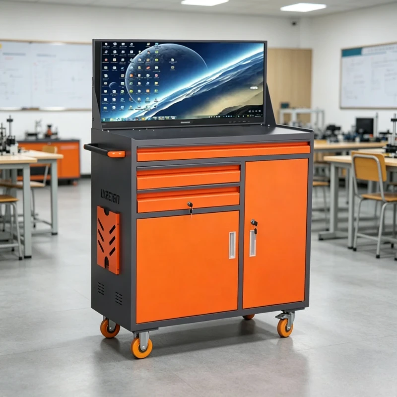 LYREIGN Heavy Duty Industrial Computer Desk for CNC Workshop and Garage, CNC Iron Computer Cabinet