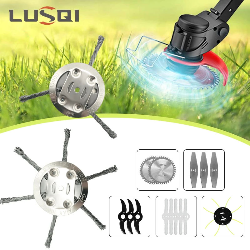 LUSQI-Lithium Lawn Mower Head, Universal Grass Trimmer, Remoção de cabeça de erva daninha Brushcutter, Power Tools Peças para Home Garden