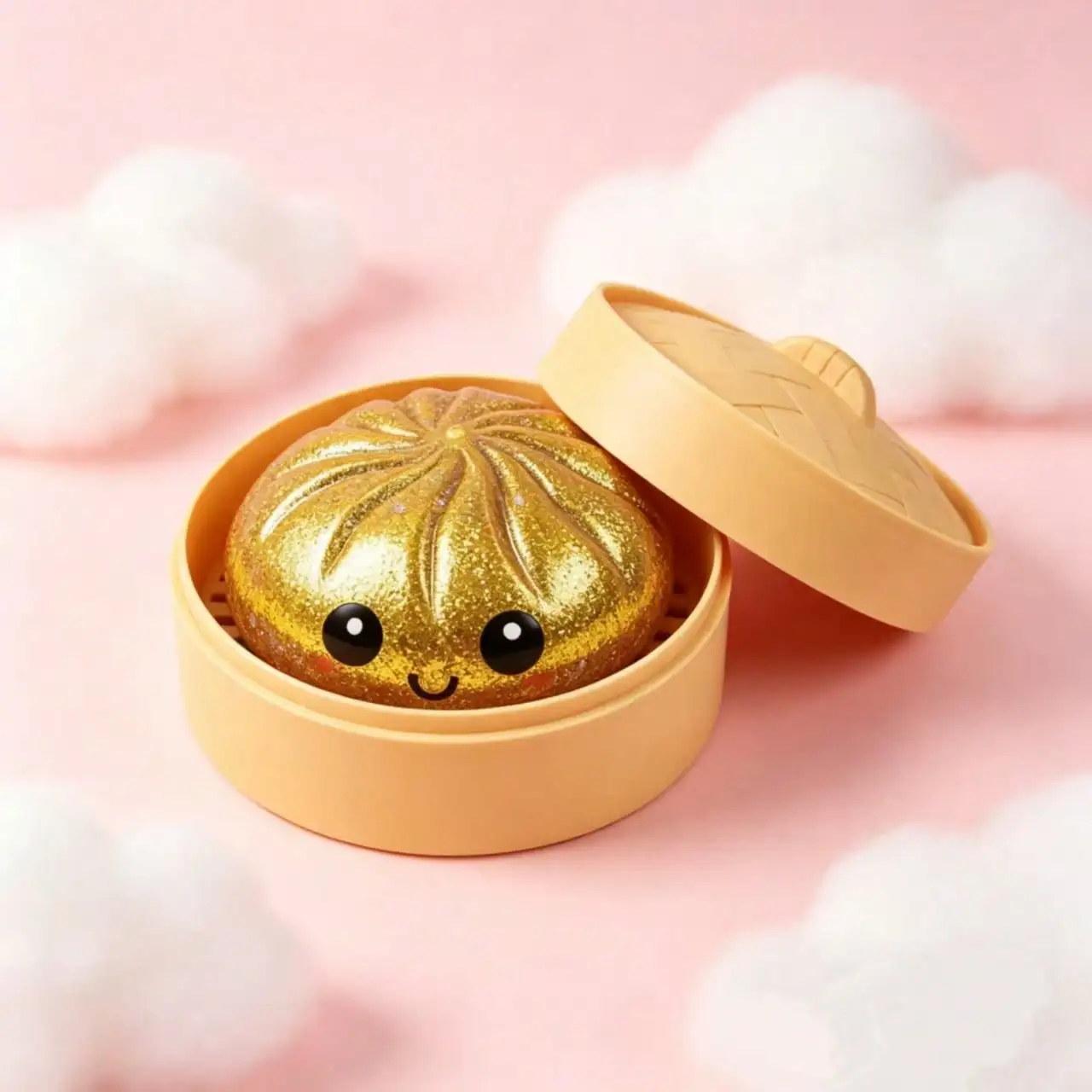 Glitter Filled Transparent Squeeze Bun, Soft Flexible Squishy Toy For Teens & s