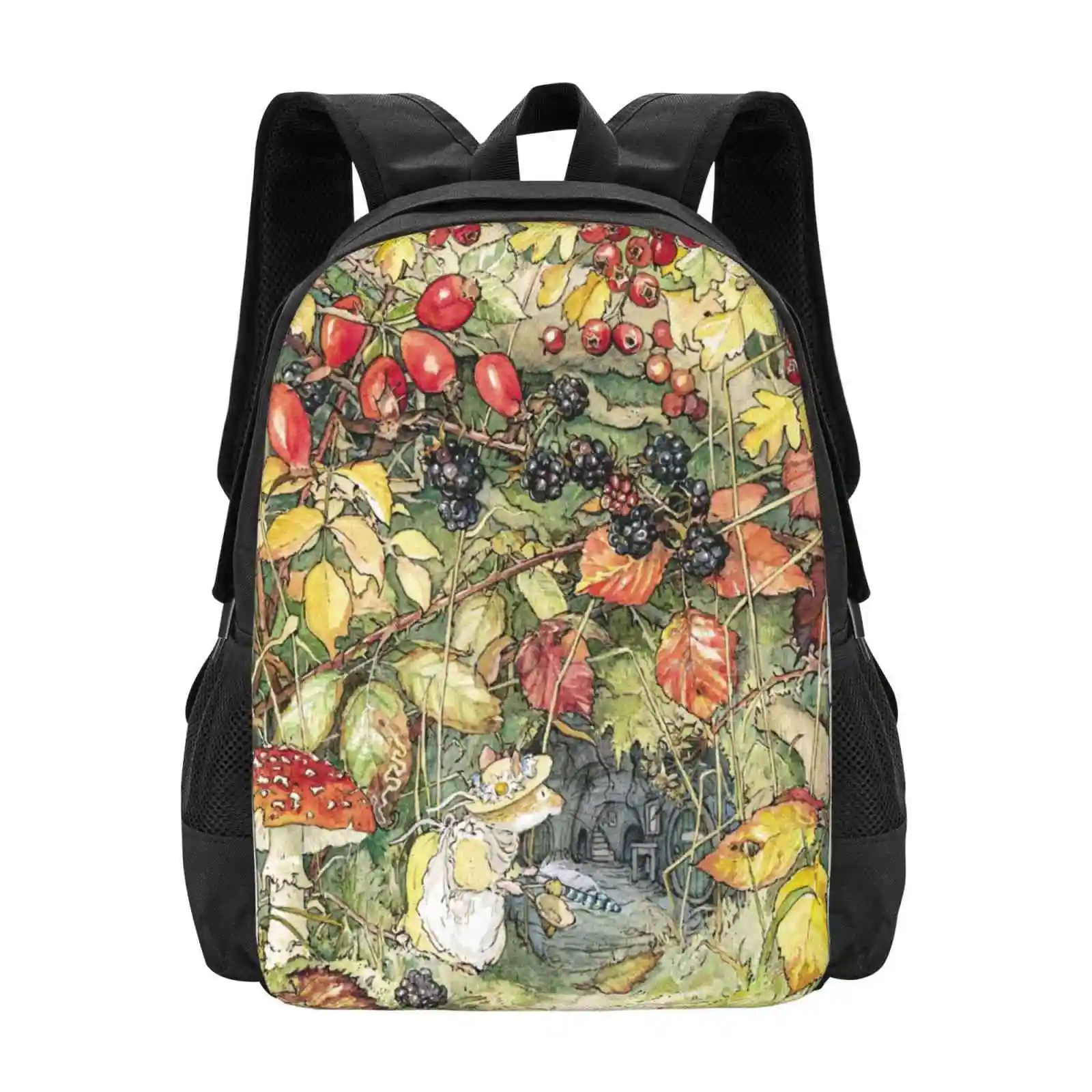 Primrose At The Entrance To The Tunnels Pattern Design Bag Student'S Backpack Brambly Hedge Jill Barklem English Quintessential