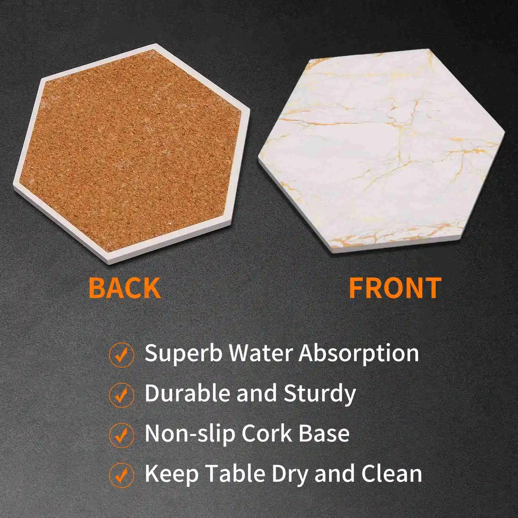 SEWS-8 PC Coasters For Drinks Absorbent With Holder Marble Design Coaster Set Super Absorbent Hot And Cold Drink