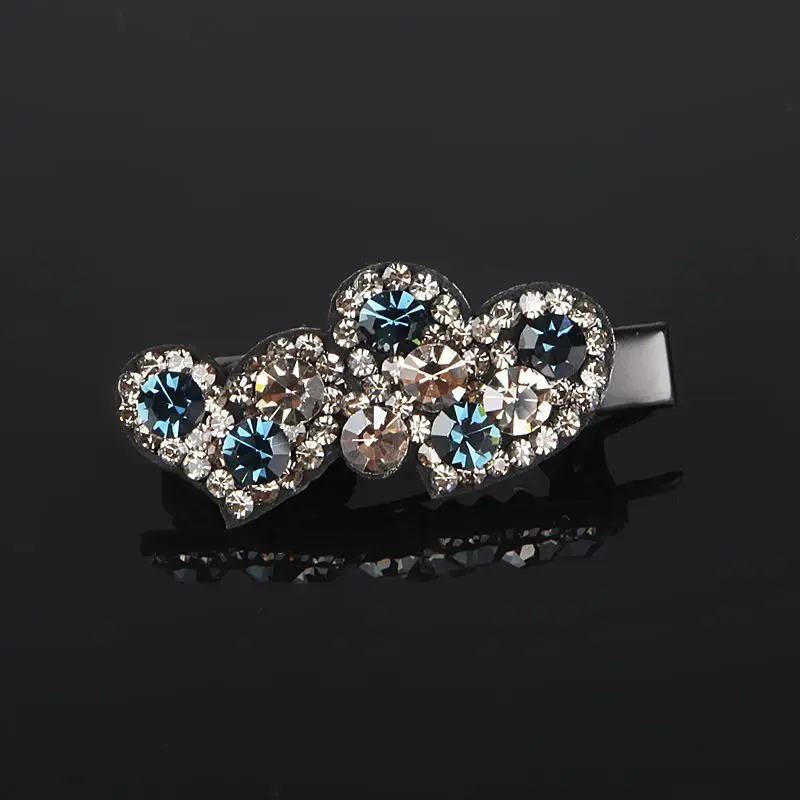 

Sparkling rhinestones beautiful and fashionable four season double heart-shaped duckbill hair clip, women's fashionable hair a