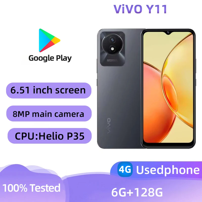 Смартфон VIVO Y11 4G, процессор MediaTek Helio P35, 6,51 дюйма, 5000 мАч, 8 МП, камеры, Android, используемый телефон Смартфон VIVO Y11 4G, процессор MediaTek Helio P35, 6,51 дюйма, 5000 мАч, 8 МП, камеры, Android, используемый телефон
