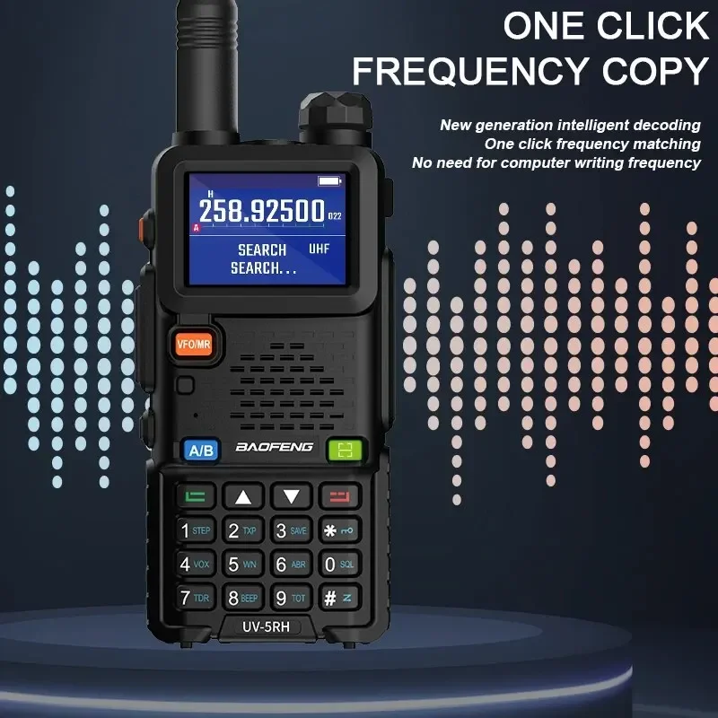 BAOFENG UV-5RH Air Band Walkie Talkie Frecuencia de copia inalámbrica Multi-Band Tri Power Type-C NOAA AM FM Radio bidireccional Ham de largo alcance