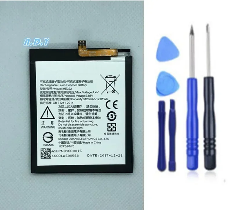 

Original HE322 3120mAh Battery For Nokia 7 Batteries + Free Tools