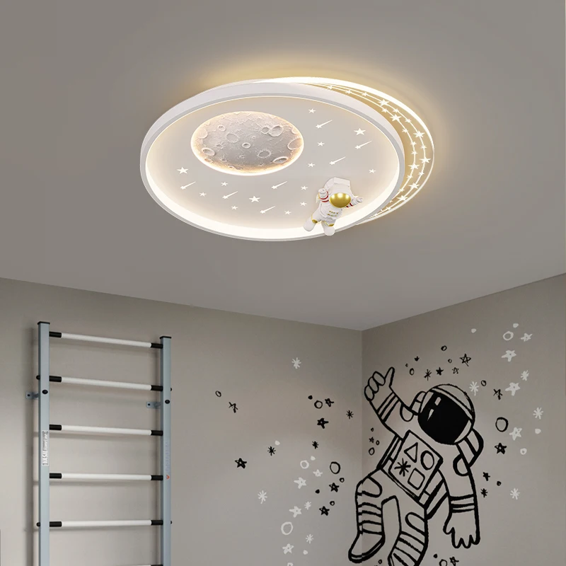 lampada de teto moderna para bercario estrela e lua candelabro de astronautas para criancas lampada para criancas sala de estudo branco menino e menina 01