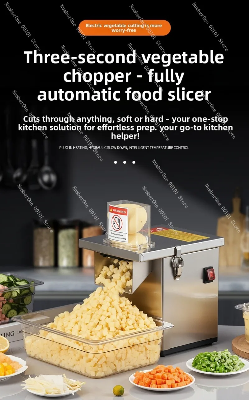 110V Commercial Electric Vegetable Cutter Slicer Shredder Dicer for Carrot Onion Potato Green Pepper Heavy Duty Food Processor
