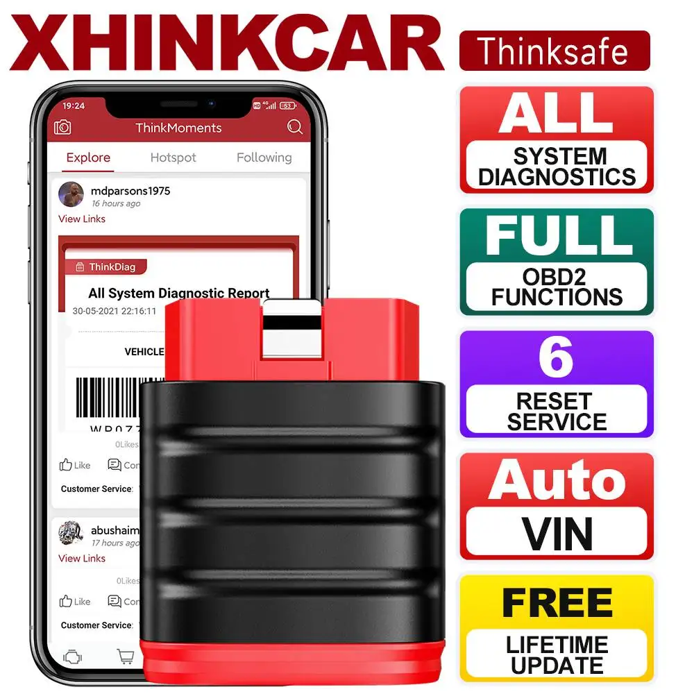 

6 Reset Thinkcar Thinksafe Bluetooth OBD2 Automotive Scanner Car Code Reader All System OBD 2 Auto Diagnostic Tools PK Thinkdiag