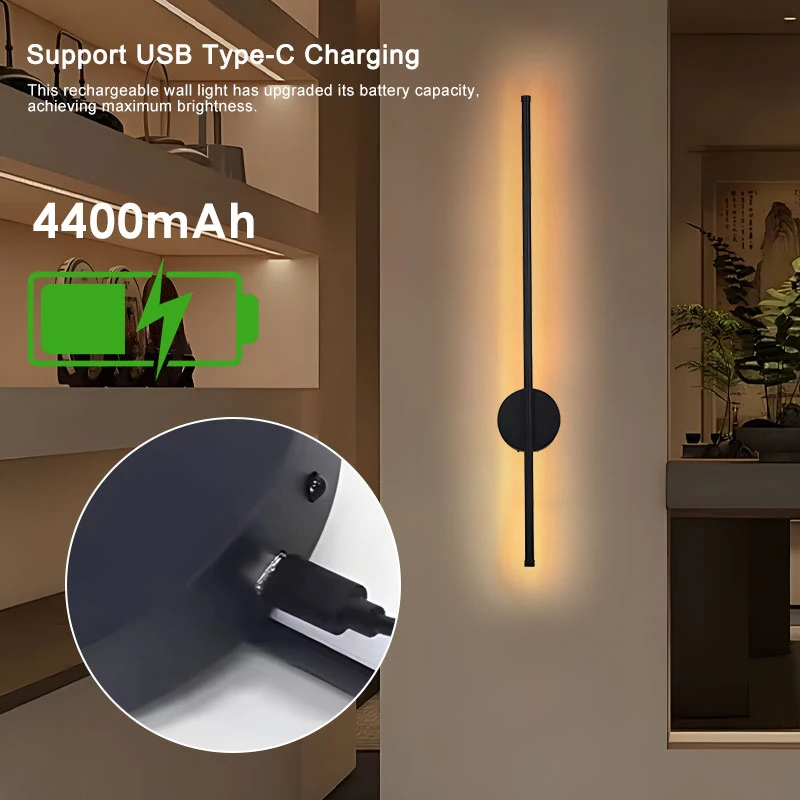 

Беспроводные светодиодные настенные светильники с батарейным питанием и RC USB Type-C, перезаряжаемый сенсорный переключатель, настенные светильники с регулируемой яркостью, настенное бра 3CCT