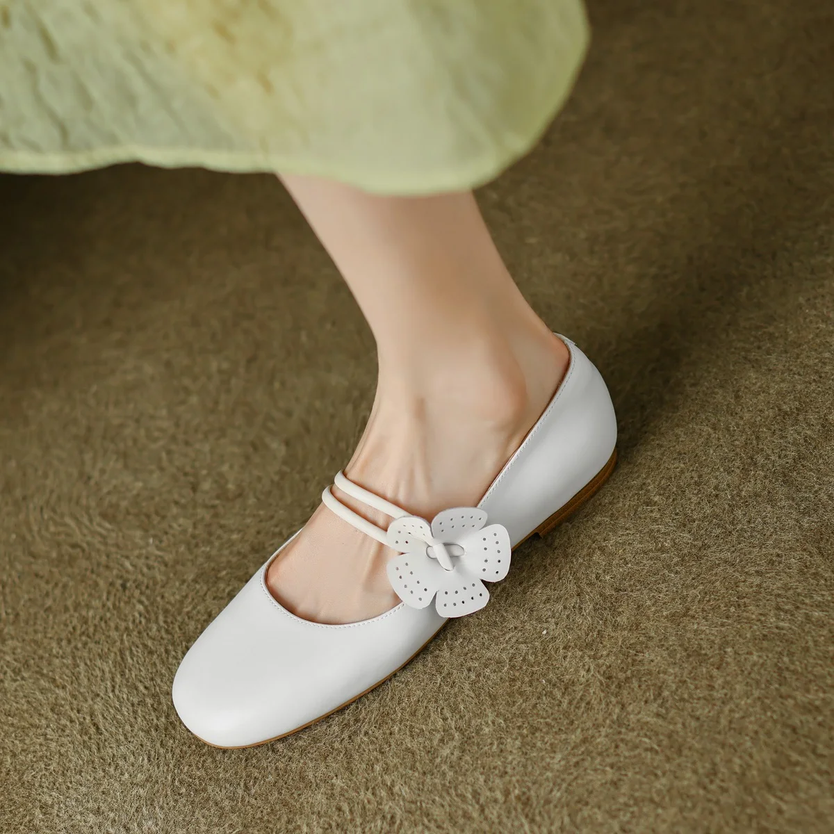 

Slip On Woman Flats Round Toe Loafers Comfortable Driving Daily Shoes For All Season Sheepskin Split Leather Spring Walk Shoes