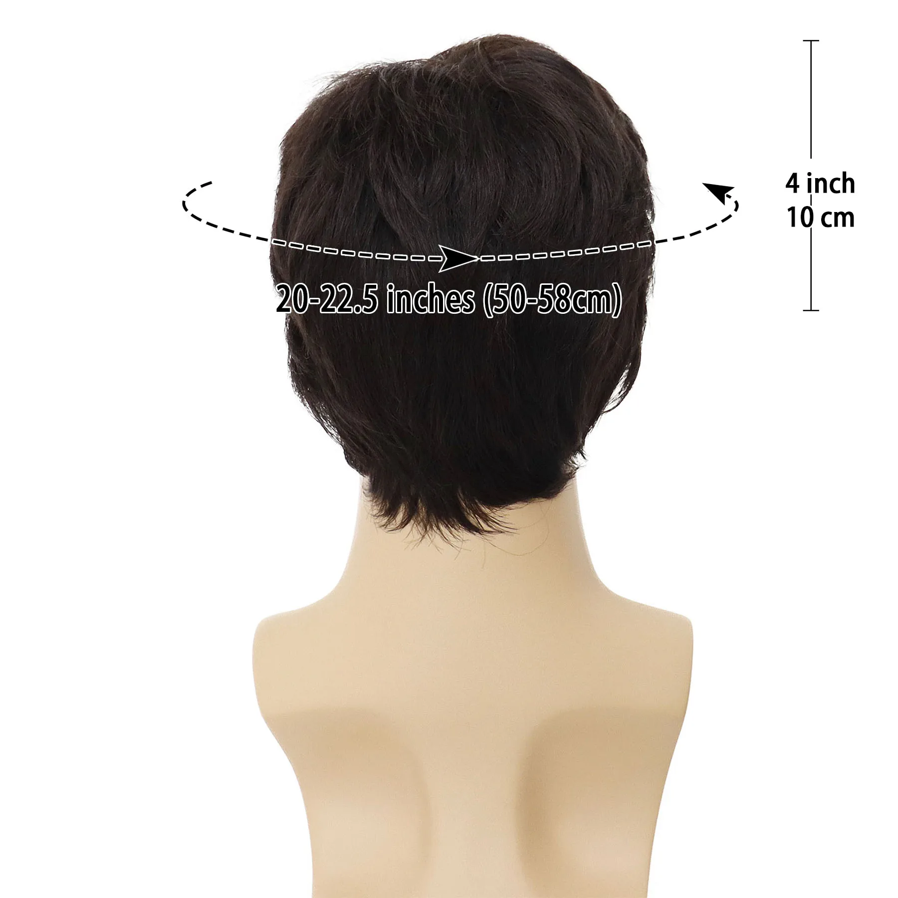 Wig Coklat Tua Sintetis untuk Pria Rambut Lurus Pendek Wig Pria Asia dengan Poni Wig Pengganti Rambut Kasual Harian Hadiah Ayah