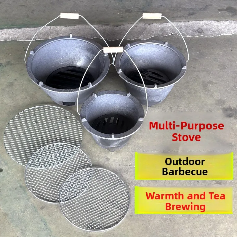 

Традиционная чугунная плита для барбекю, уличная нагревательная печь для домашнего использования, дровяная горячая кастрюля, суп, лекарство кипячения