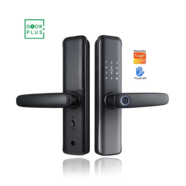 005Doorplus Water proof Smart Lock Tuya Wifi Password Fingerprint Ttlock Digital Handle Smart Door Lock