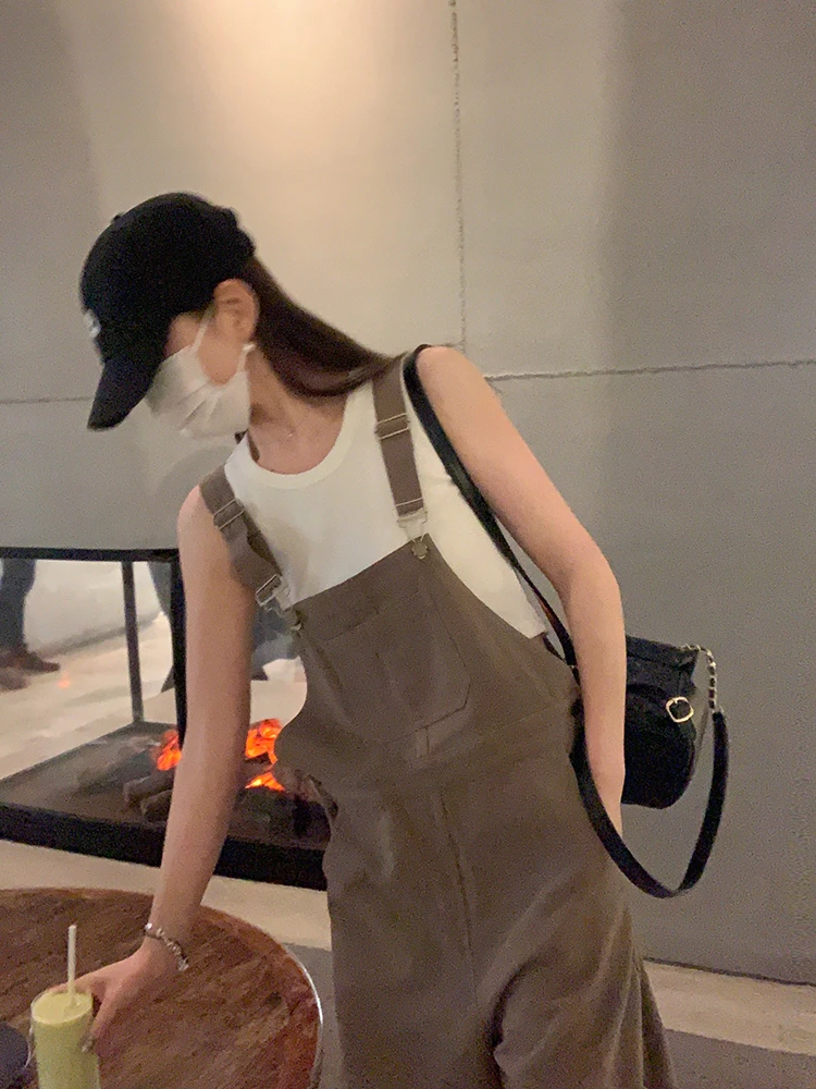 

Faionable American Retro Workwear Sle Overalls Loose Casual High Waist Straight Leg Pants Spring Summer Women's Jeans