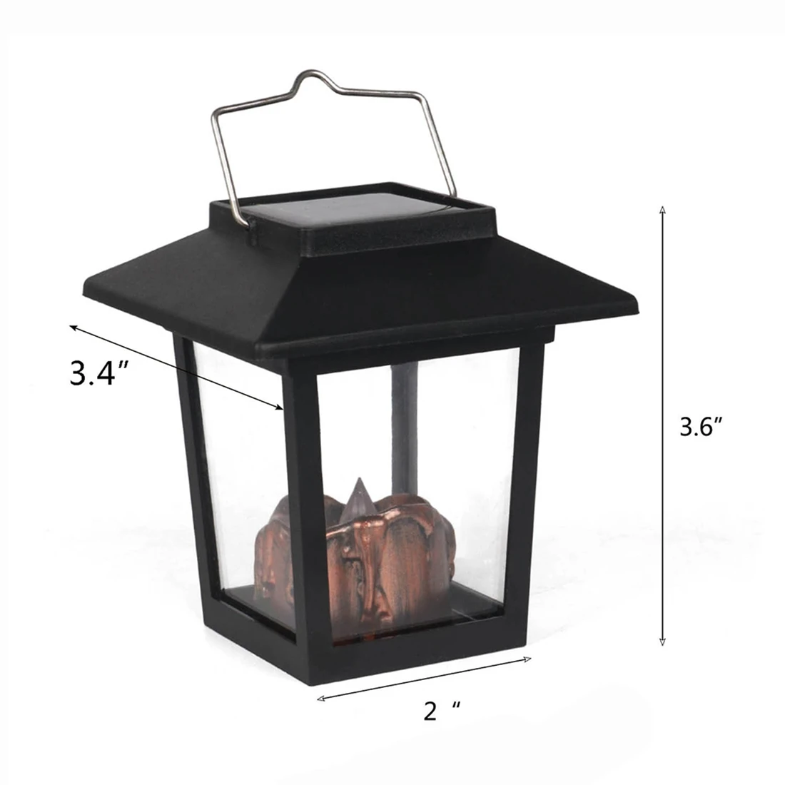 ABJT-Yard Garden LED Retro Flickering Hanging Lantern Candle Bright Pathway Decoration Outdoor Palace Light Solar Lamp