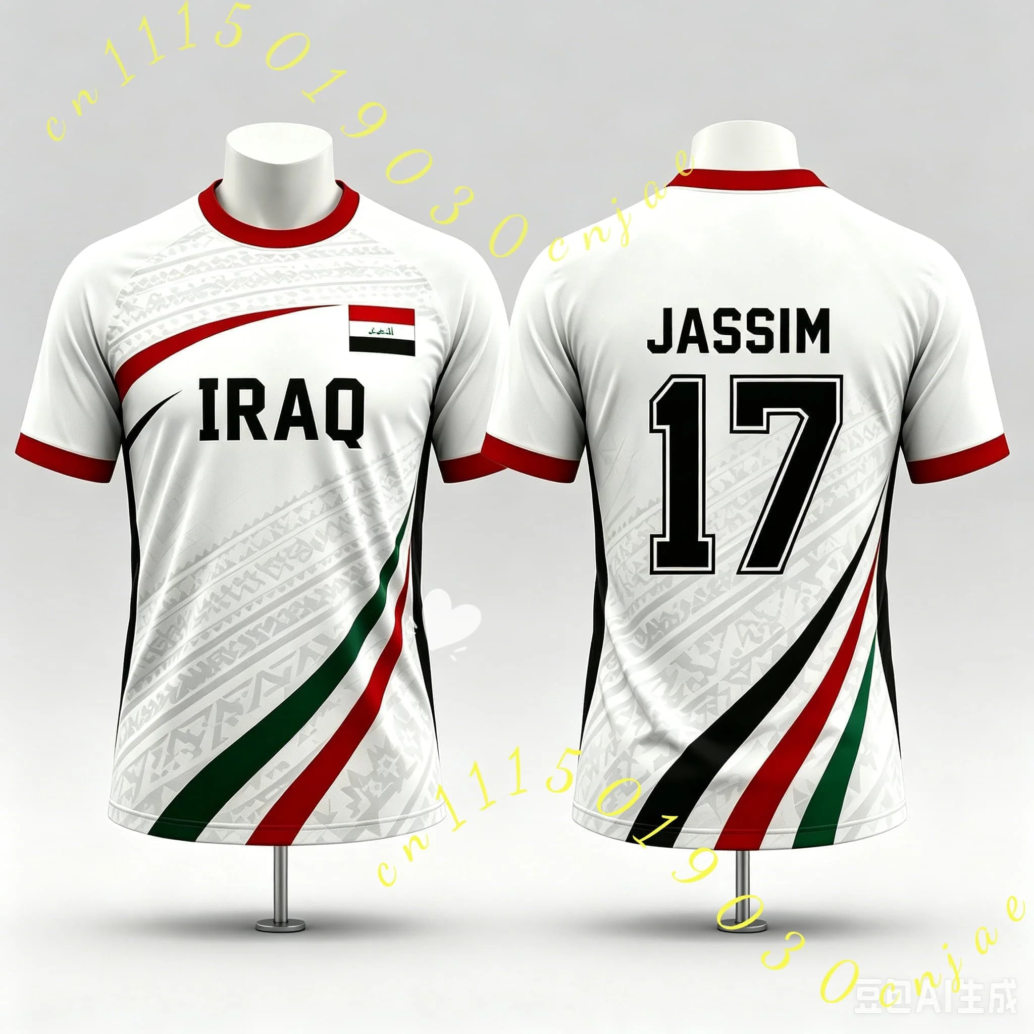 2026 New Summer Iraq Football T-shirt Red Black Green Soccer Jersey Men's Sports Tee Shirt Breathable Women Short Sleeves Top 26
