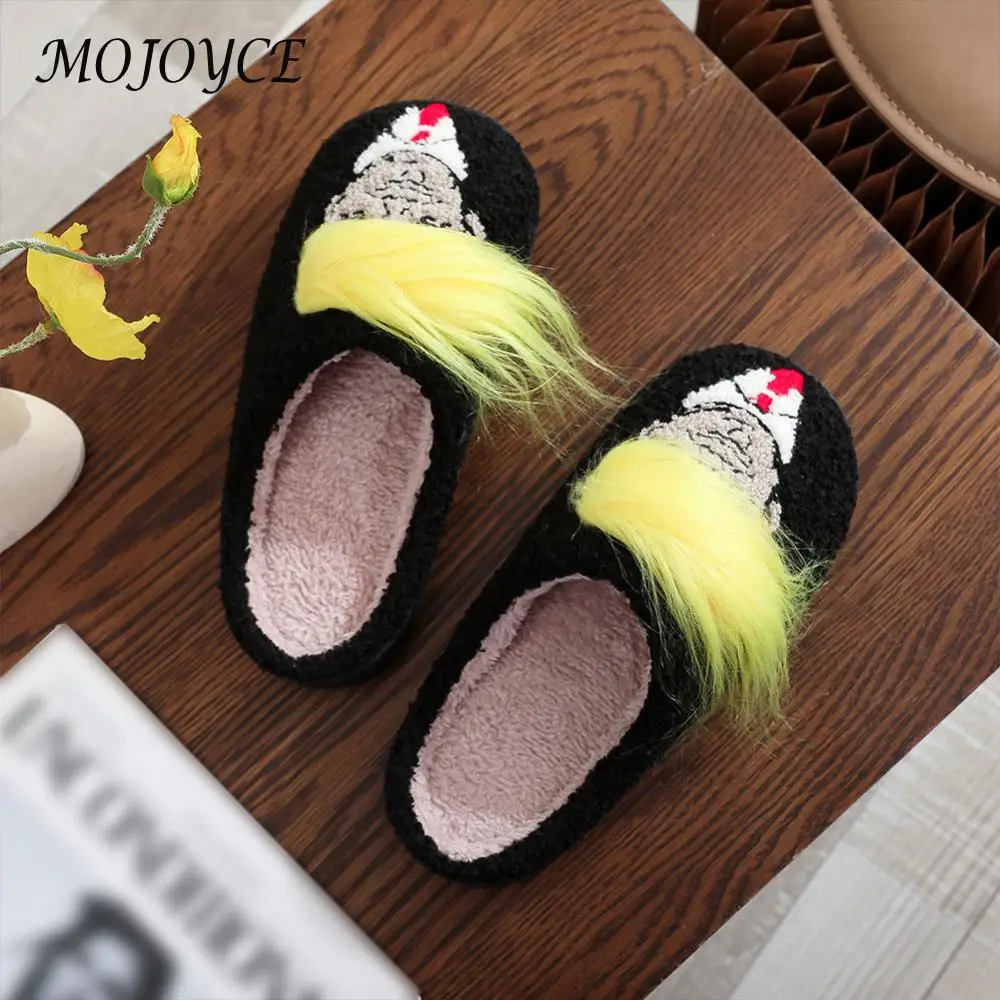 Plush  Wig Slippers Closed Toe Slipper 3D Fake Hair Furry Slipper Non-Slip Warm House Shoes for Men Women Indoor Bedroom