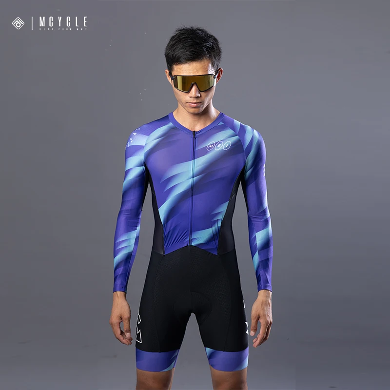 

Mcycle Custom Aero Race Cutting Design Cycling Speed Suit Full Zipper Men's Cycling Clothing Breathable Triathlon Suit for Sport