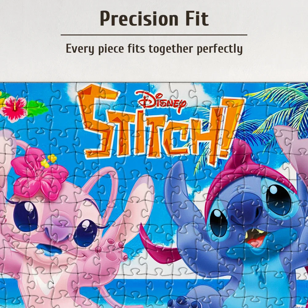 Rompecabezas de Disney Stitch, 108/200/300/500/1000 piezas, rompecabezas de madera para suelo, regalo de alta calidad, juego divertido para fiestas