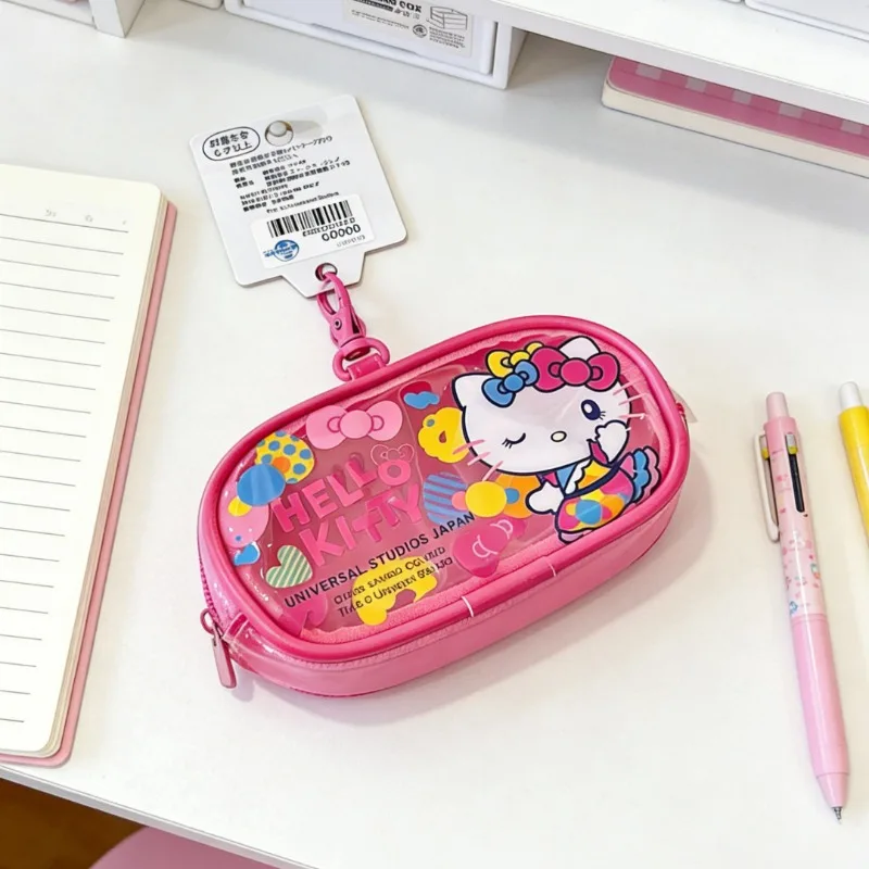 

Hello Kitty Cartoon Wallet Cute Transparent Portable Hard Shell Storage Washroom Student Makeup Bag Women Accessories Wholesale