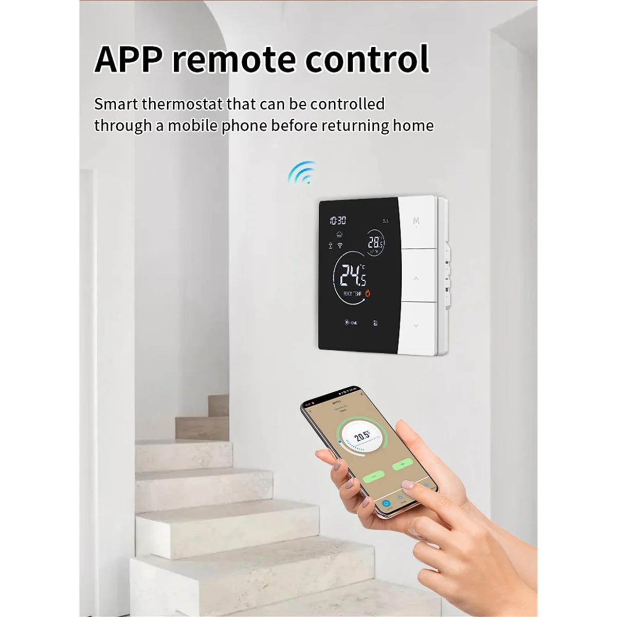 Controlador inteligente de termostato habilitado para wi-fi, com luz de fundo, bloqueio infantil para sistemas de aquecimento de piso à base de água