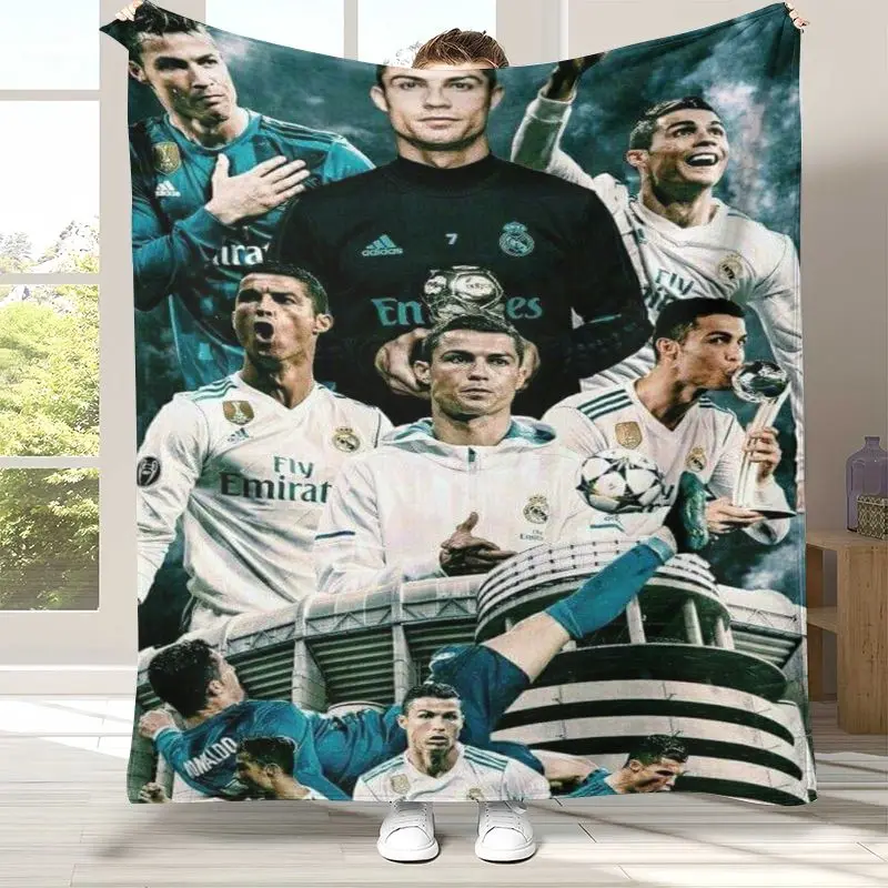 Goat CR7 R-Ronaldo Football Star Flannel Blanket,Ultra Soft Warm Plush Throw for Home Bedroom Bed Sofa Cover Office Picnic gift