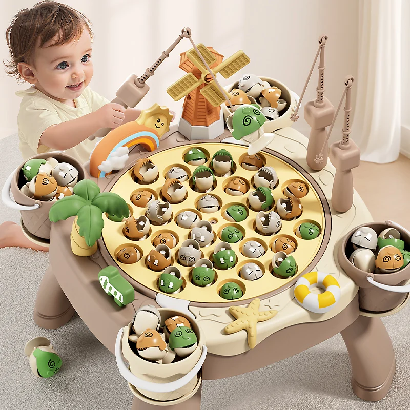 لعبة صيد مغناطيسية للأطفال كهربائية 360 °   تدوير مع الموسيقى الممتعة، لعبة قضيب السمك التعليمية، هدايا للأطفال بعمر 3 سنوات