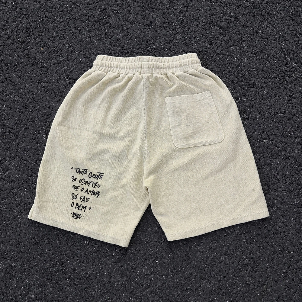 Retro Vintage Oversize High Street Casual Fleece Short Pants Five-Point Pants Wide Leg Shorts 450g Lightweight Summer Shorts