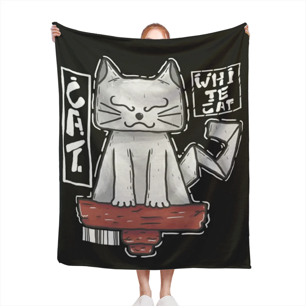 

Одеяло с изображением белого кота на удачу, одеяло для дивана, спальни, кровати, домашнего декора, одеяло для путешествий и пикника, подарок