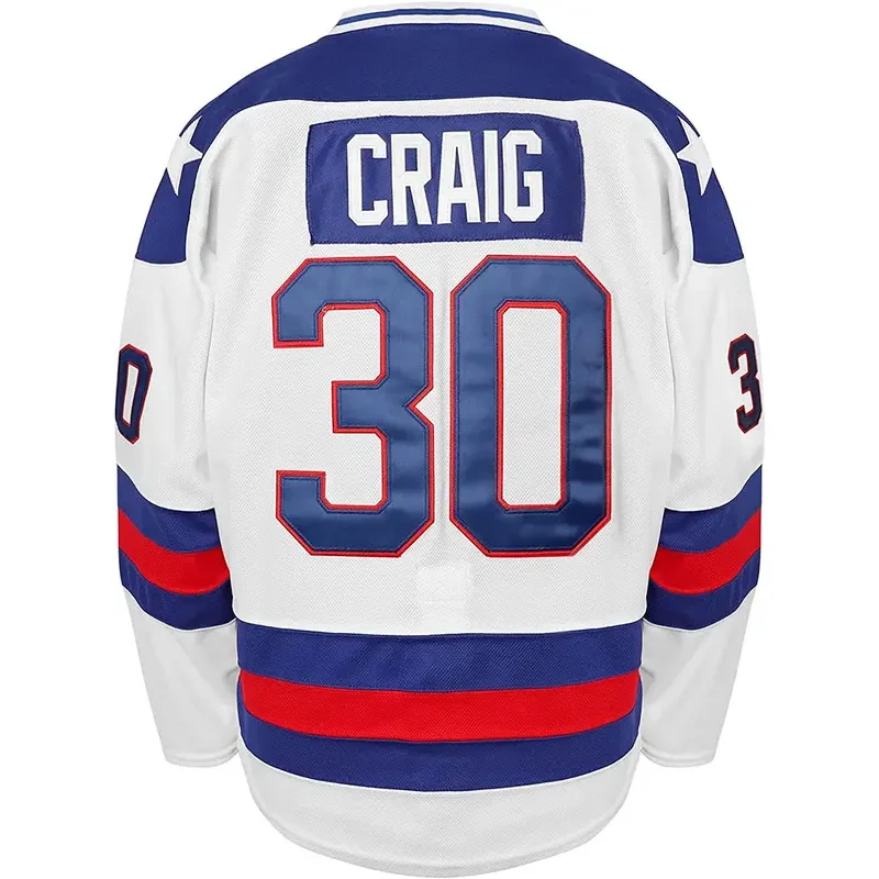 1980 Miracle On Ice Team USA 30 Jim Craig Jersey 17 Jack O'Callahan 21 Mike Eruzione Blue White Stitched Ice Hockey jerseys