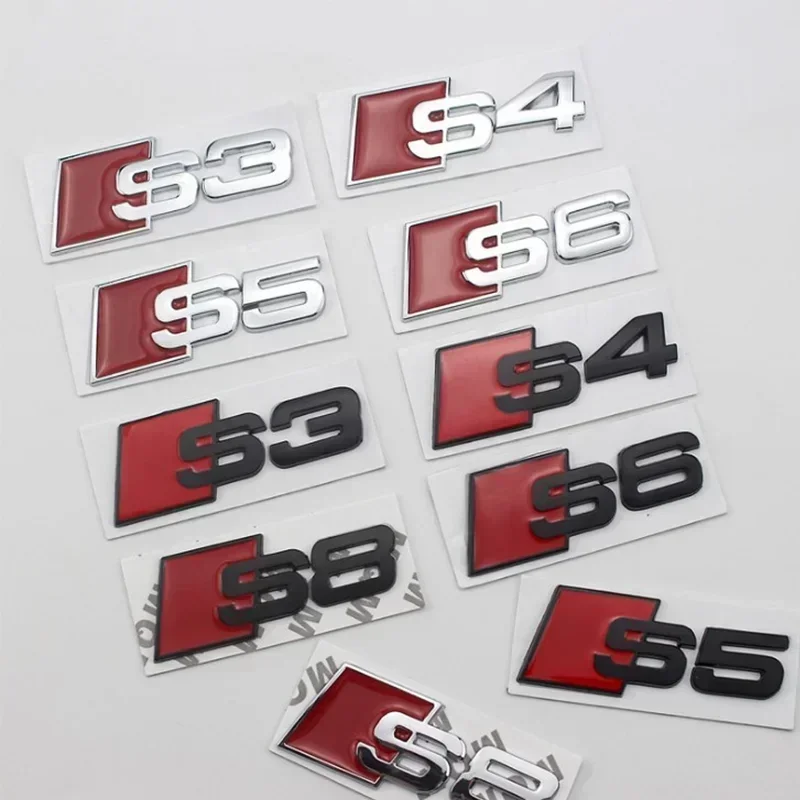 3D ABS Glossy Black S Logo Car Rear Trunk Emblem Badge Decal For Audi S3 S4 S5 S6 S8 Sticker Accrssorie