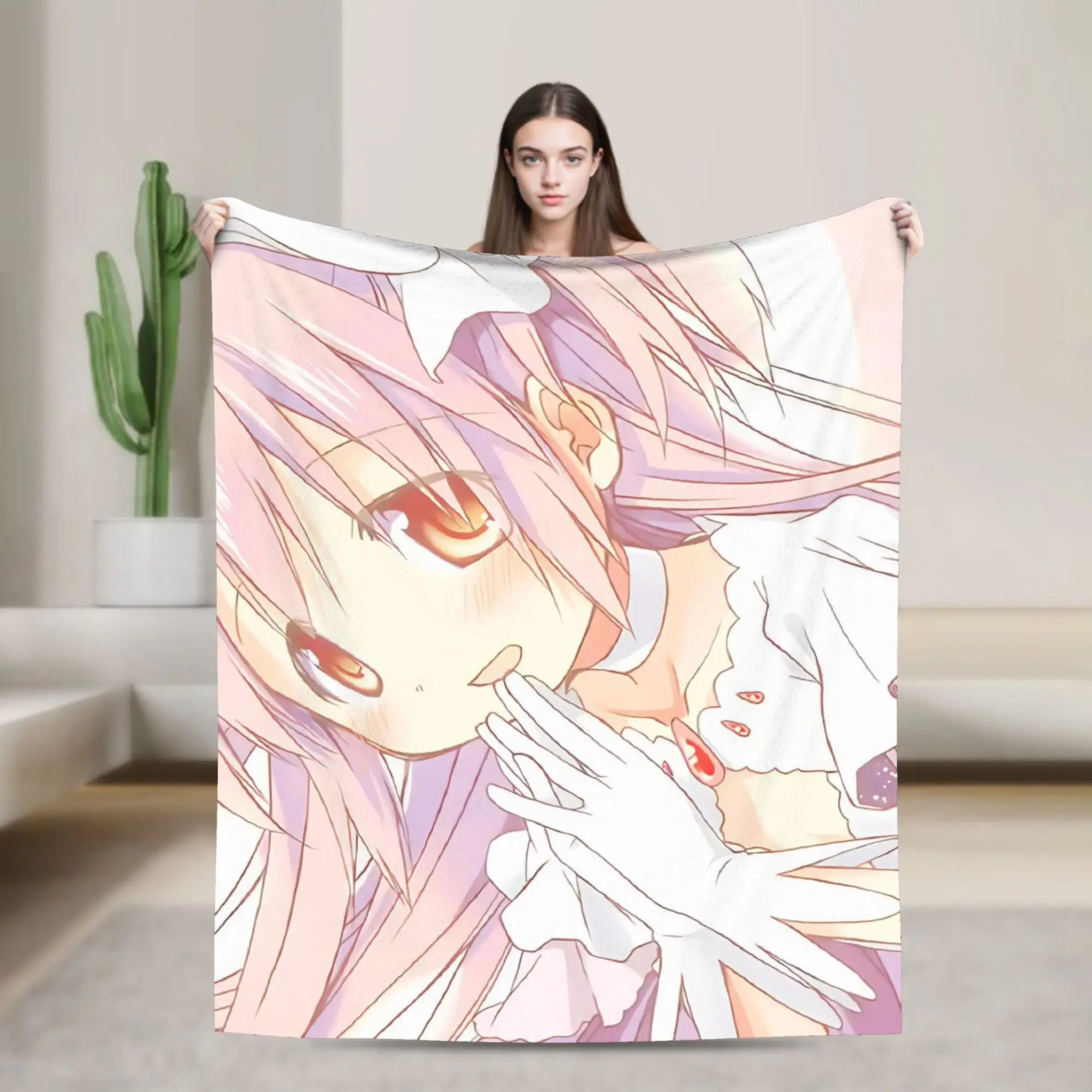 Goddess Madokas Magics Anime Blanket Wool Throw Blanket Airplane Travel Personalised Soft Warm Bedsprea