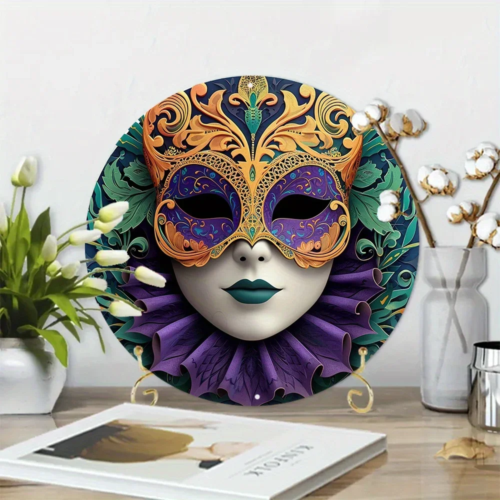 Faux Cutout Painting Circular Wreath Sign Living Room Decoration Valentine's Day Gifts De Lis Mardi Gras Theme Decoration K283
