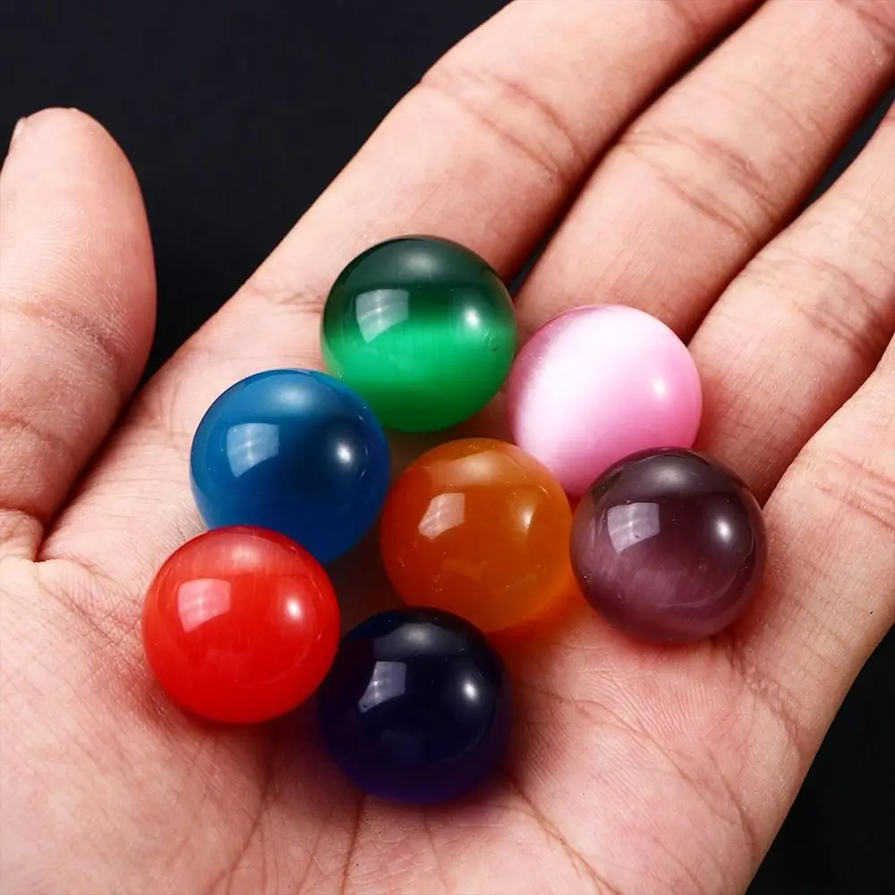 Boule ronde en cristal colorée, boules de verre en forme d'œil de chat, jouets de guérison