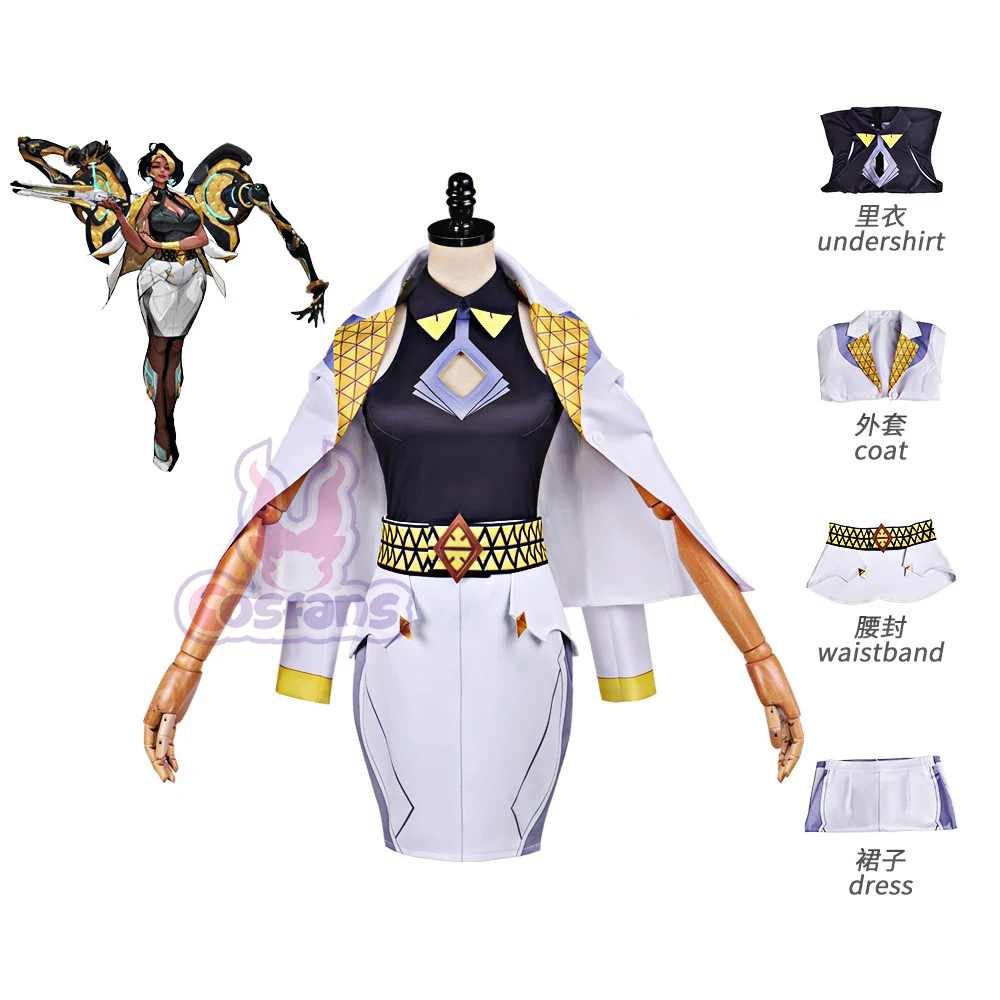 

Game OW2 Fantasia Domina Cosplay Costumes actical Long Coat Combat Pants Full Set Wig Professional Game Character Uniform