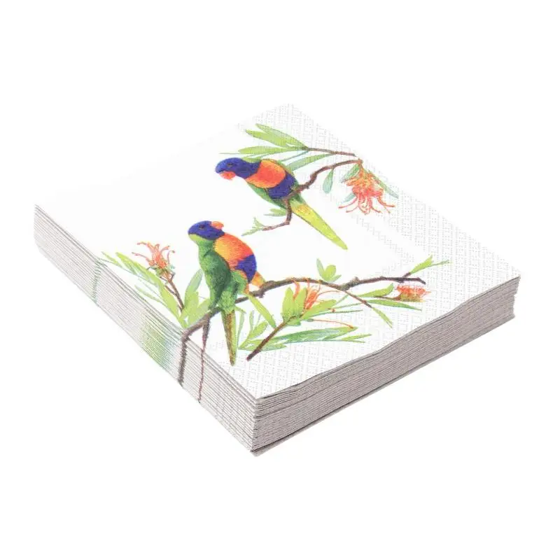 

Magpie Branch Double Bird Square Napkin Flower Bird White Background Green Branches Wedding Party Supplies Decoration Placemats